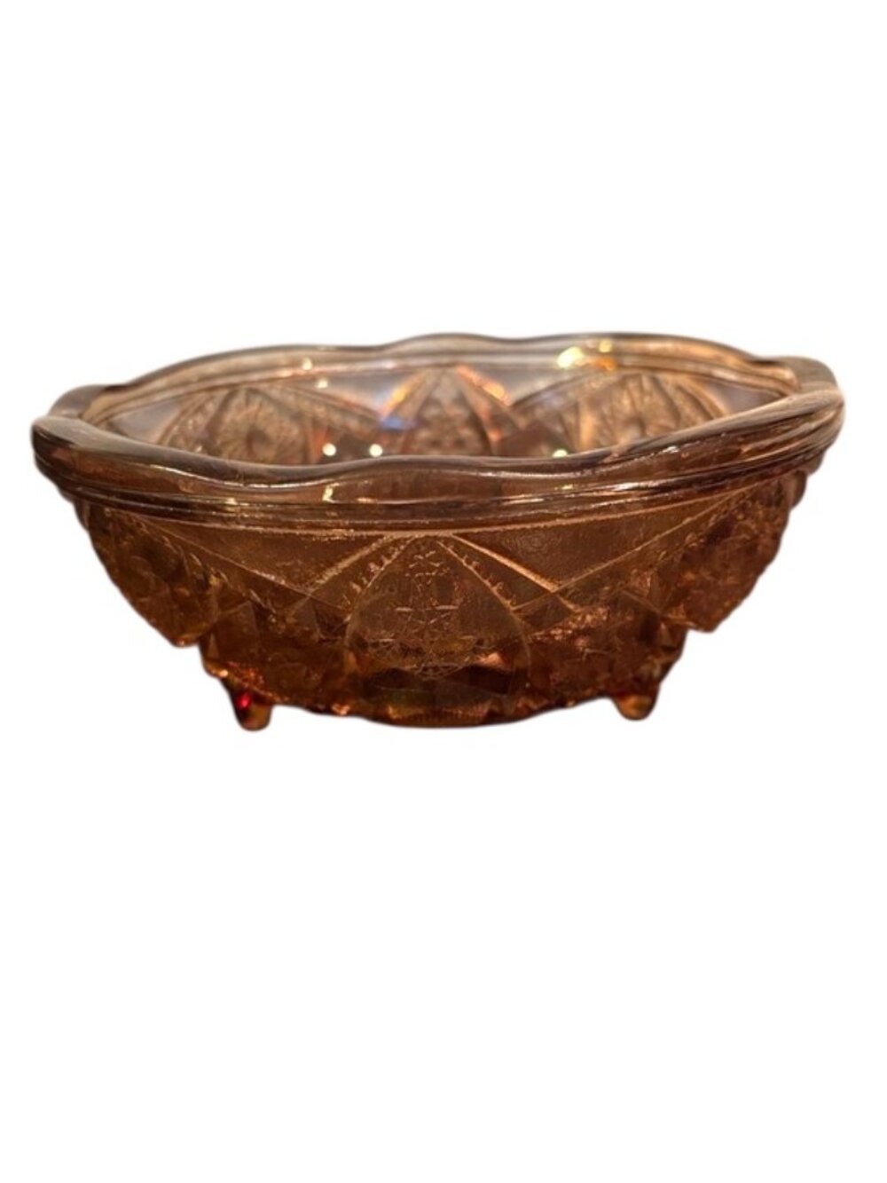 MCM Vtg Imperial Marigold Carnival Glass Serving Bowl: Hobstar & Arches, Octagon